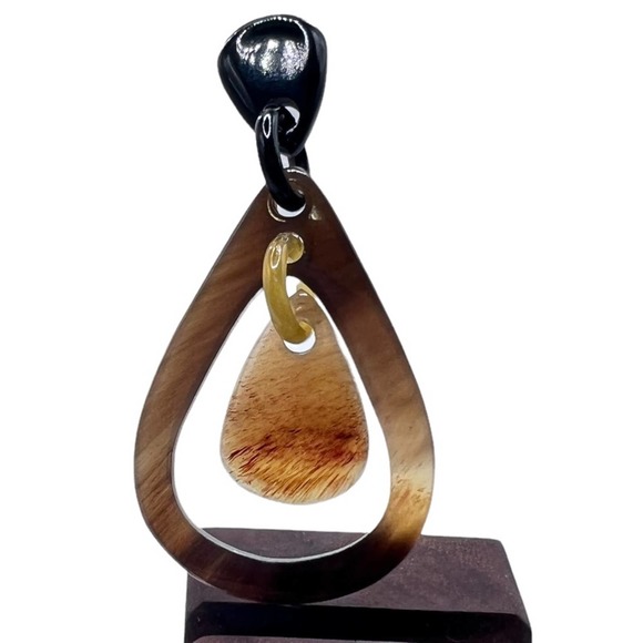 Hand carved Water Buffalo Horn earrings. Each is one of a kind. - Picture 3 of 14